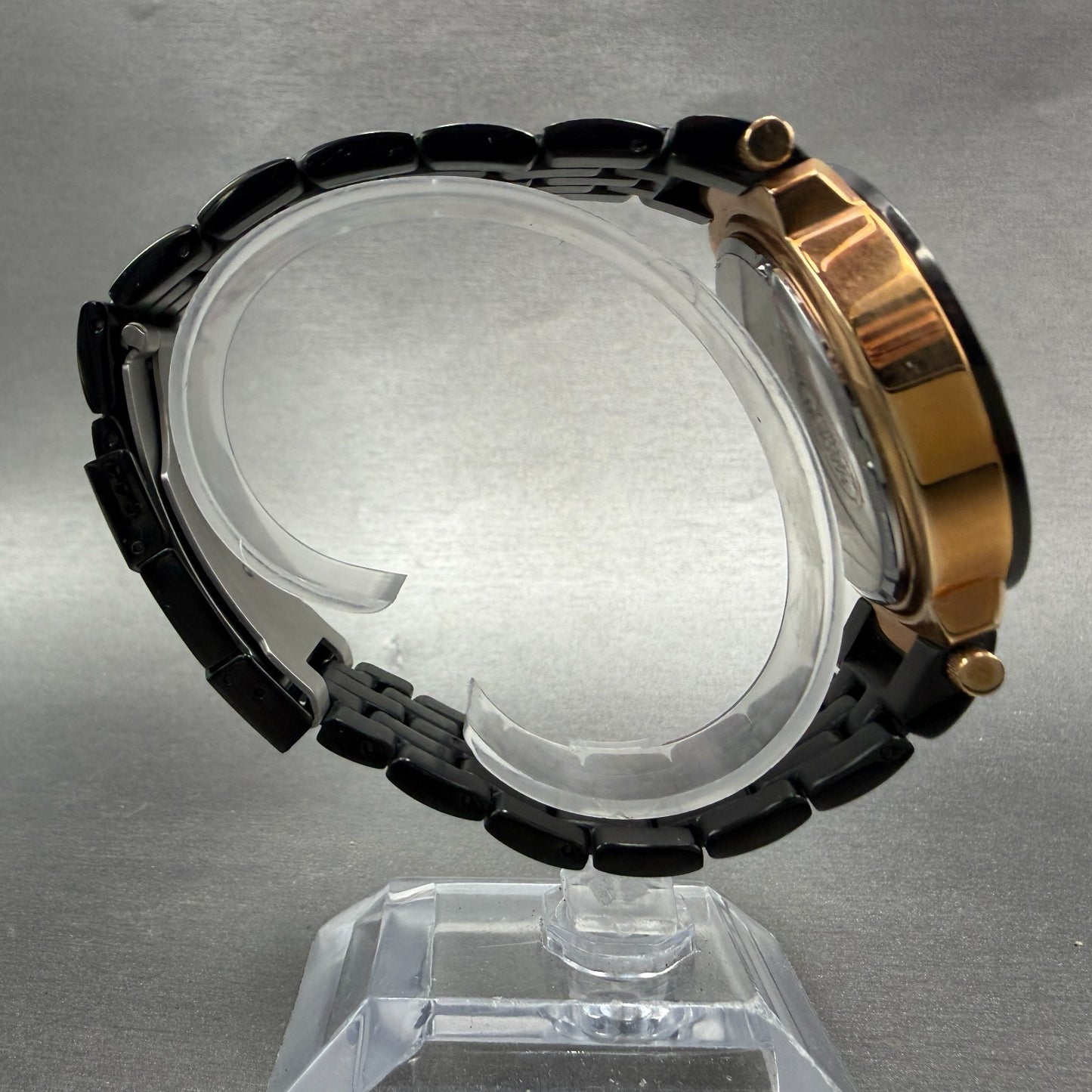 Salvatore Marra Watch Men 43mm Black Dial Rose Gold Daydate Round New Battery8