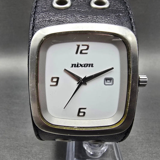 Nixon The GTO Watch Men 38mm White Dial Silver Tone Rectangle  PARTS0