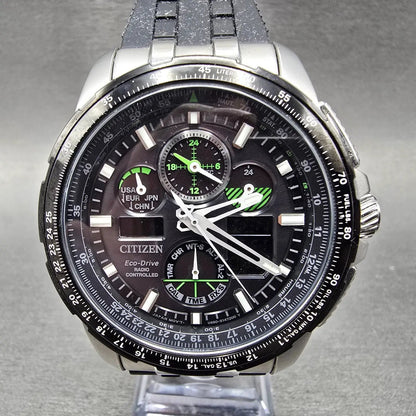 Citizen Skyhawk A-T Watch Men 47mm Black Dial Steel Eco-Drive JY8051-08E Works0