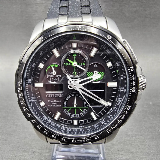 Citizen Skyhawk A-T Watch Men 47mm Black Dial Steel Eco-Drive JY8051-08E Works0