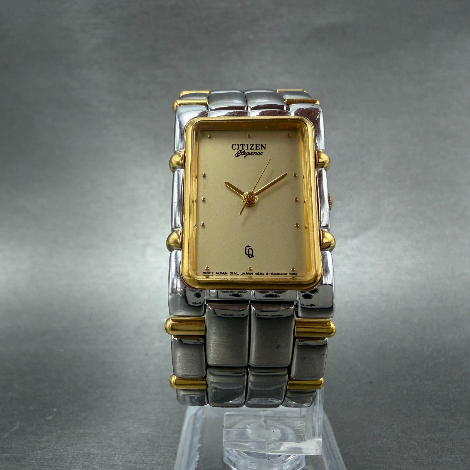 Citizen Elegance CQ Tank Watch Unisex 23mm Champagne Dial Two Tone New Battery5