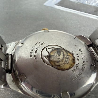 Orient Swimmer Watch Men 36mm White Dial Two Tone Date Round UN31-B0 New Battery9
