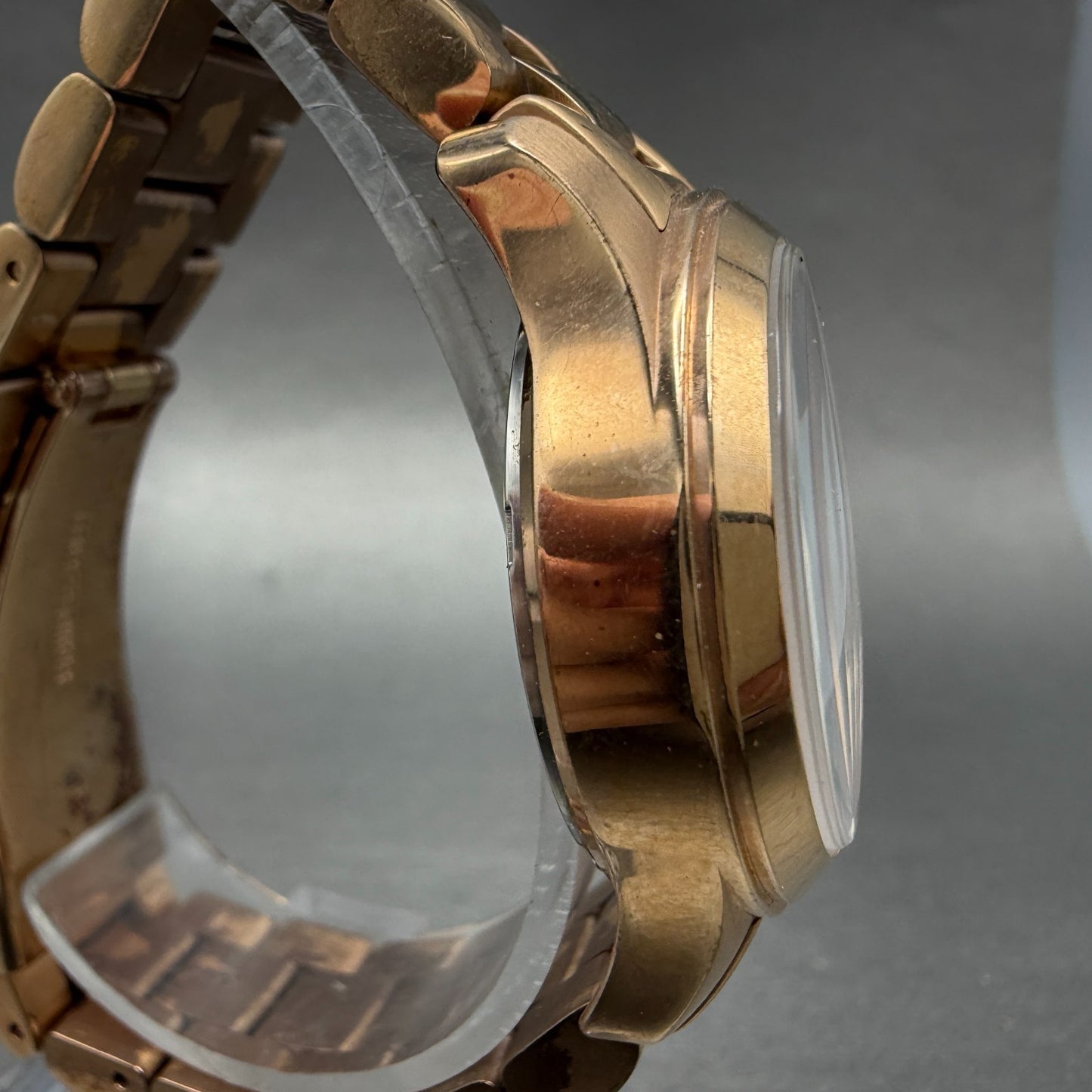 Michael Kors Runway Chronograph Watch Women 33mm Rose Dial Rose Gold Tone NewBat3
