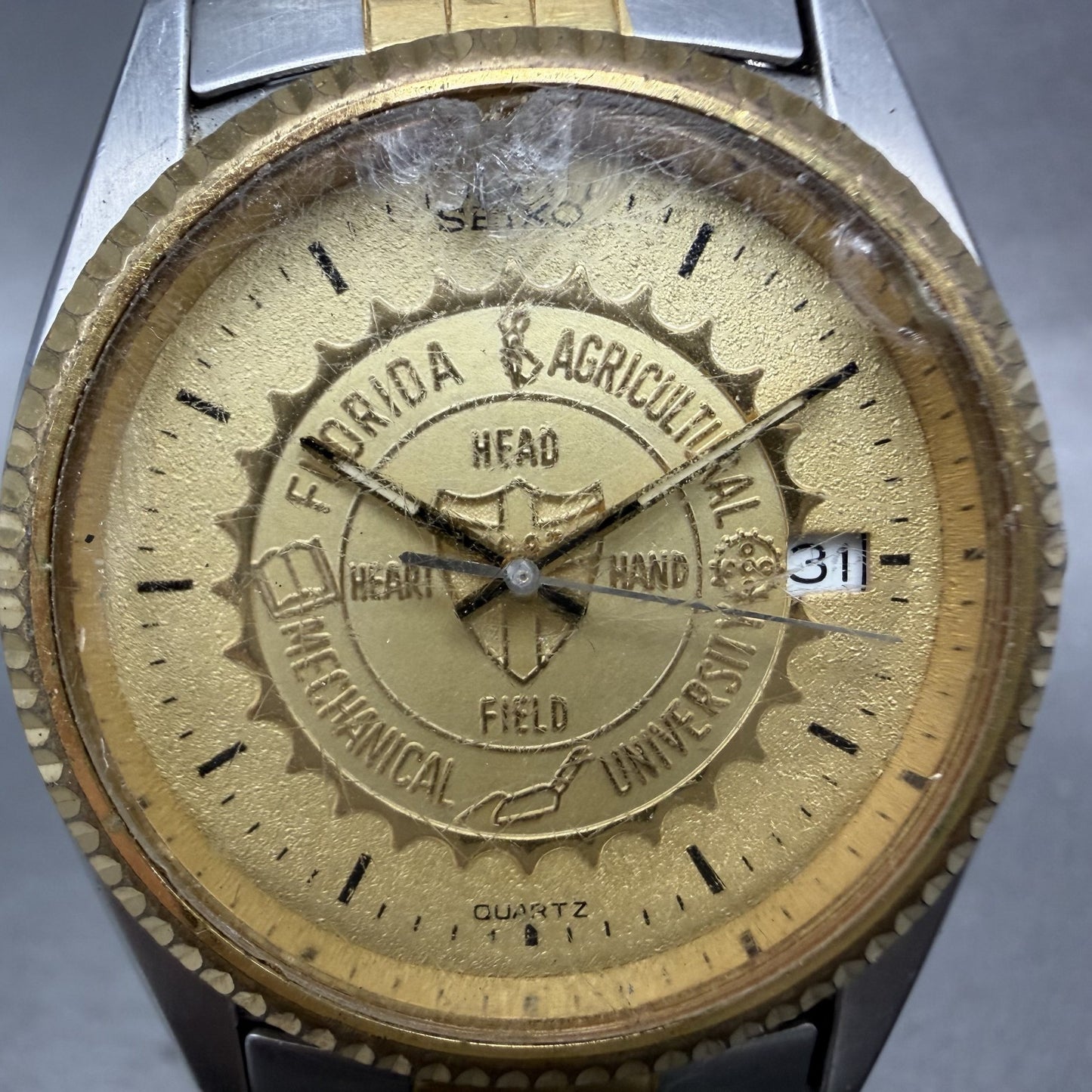 Seiko President Watch Men 36mm Champagne Dial Two Tone FAMU Round New Battery1