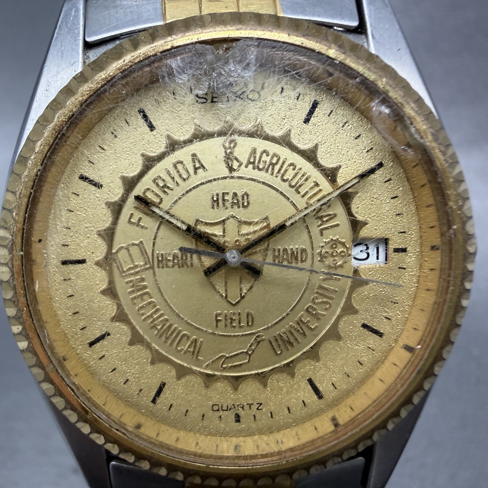Seiko President Watch Men 36mm Champagne Dial Two Tone FAMU Round New Battery1