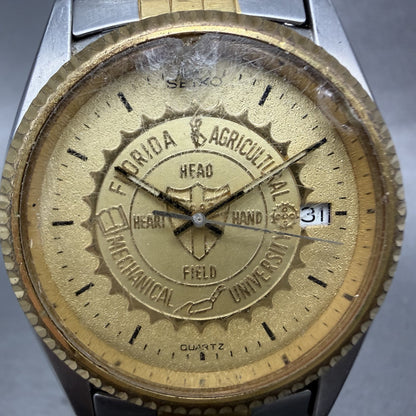 Seiko President Watch Men 36mm Champagne Dial Two Tone FAMU Round New Battery1