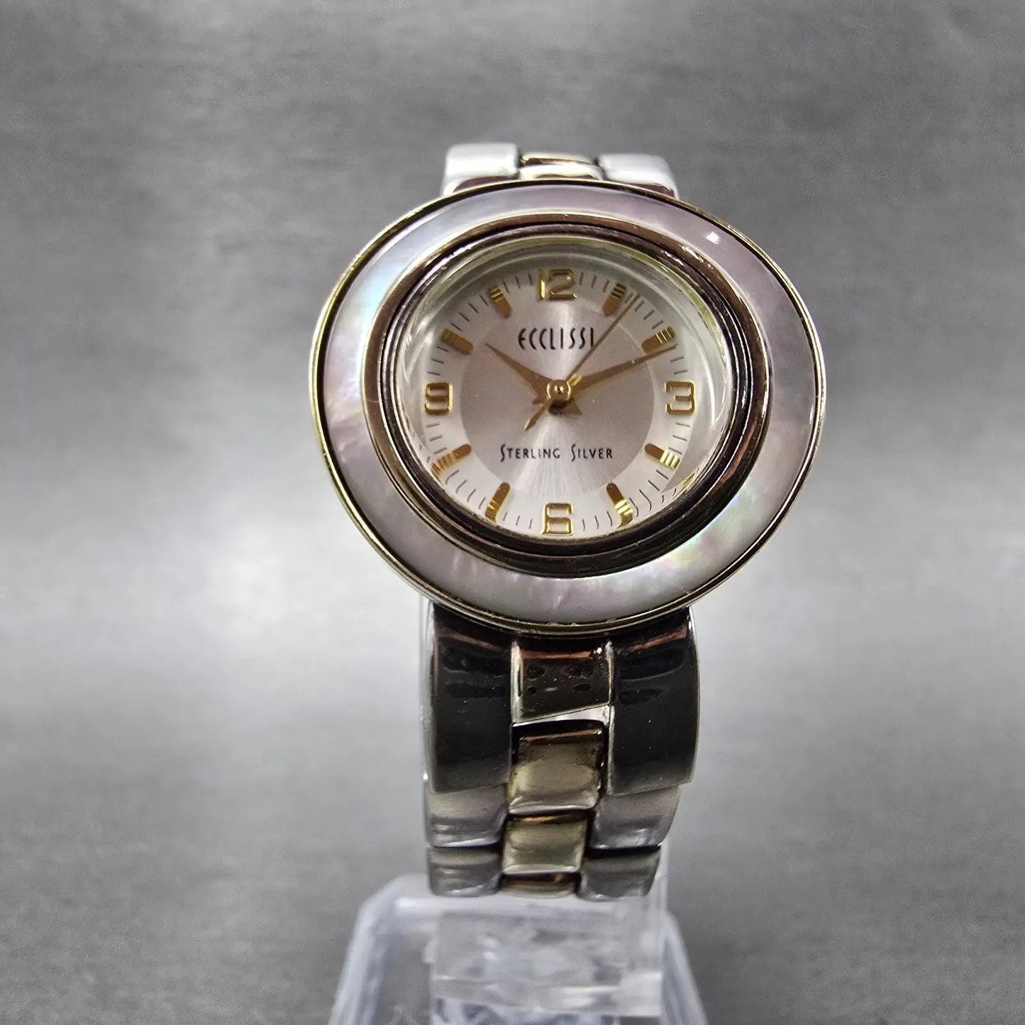 Ecclissi Watch Women 27mm Silver Dial Two Tone Sterling Silver 32250 New Battery6