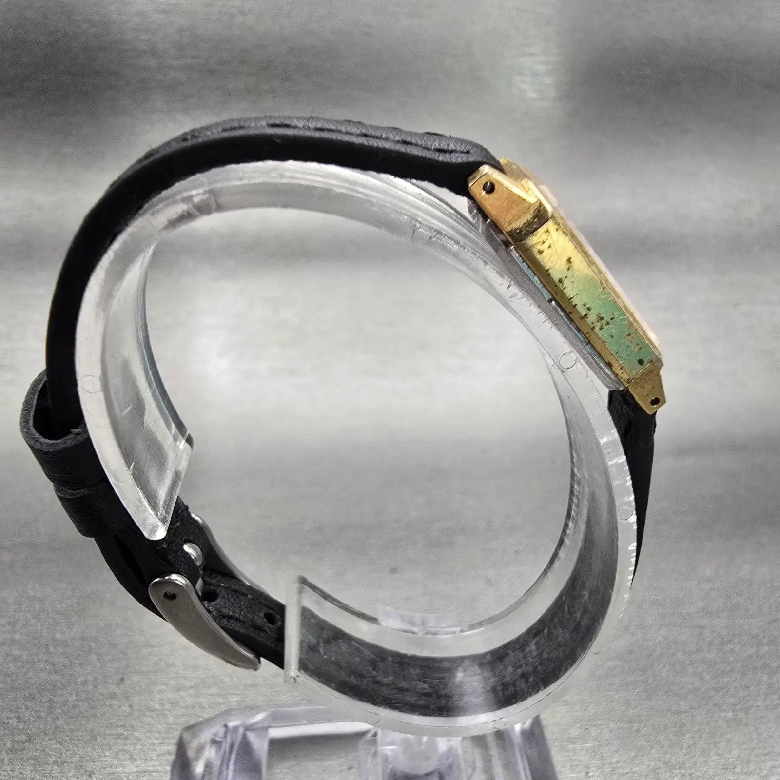 Seiko Watch Women 13mm Gold Dial Gold Tone Rectangle 1320-6059 New Battery VTG8
