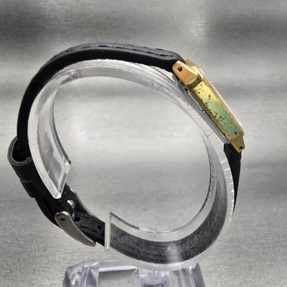Seiko Watch Women 13mm Gold Dial Gold Tone Rectangle 1320-6059 New Battery VTG8