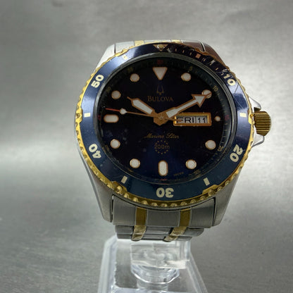 Bulova Marine Star Dive Watch Men 42mm Blue Dial Two Tone Daydate 98C58 New Batt5