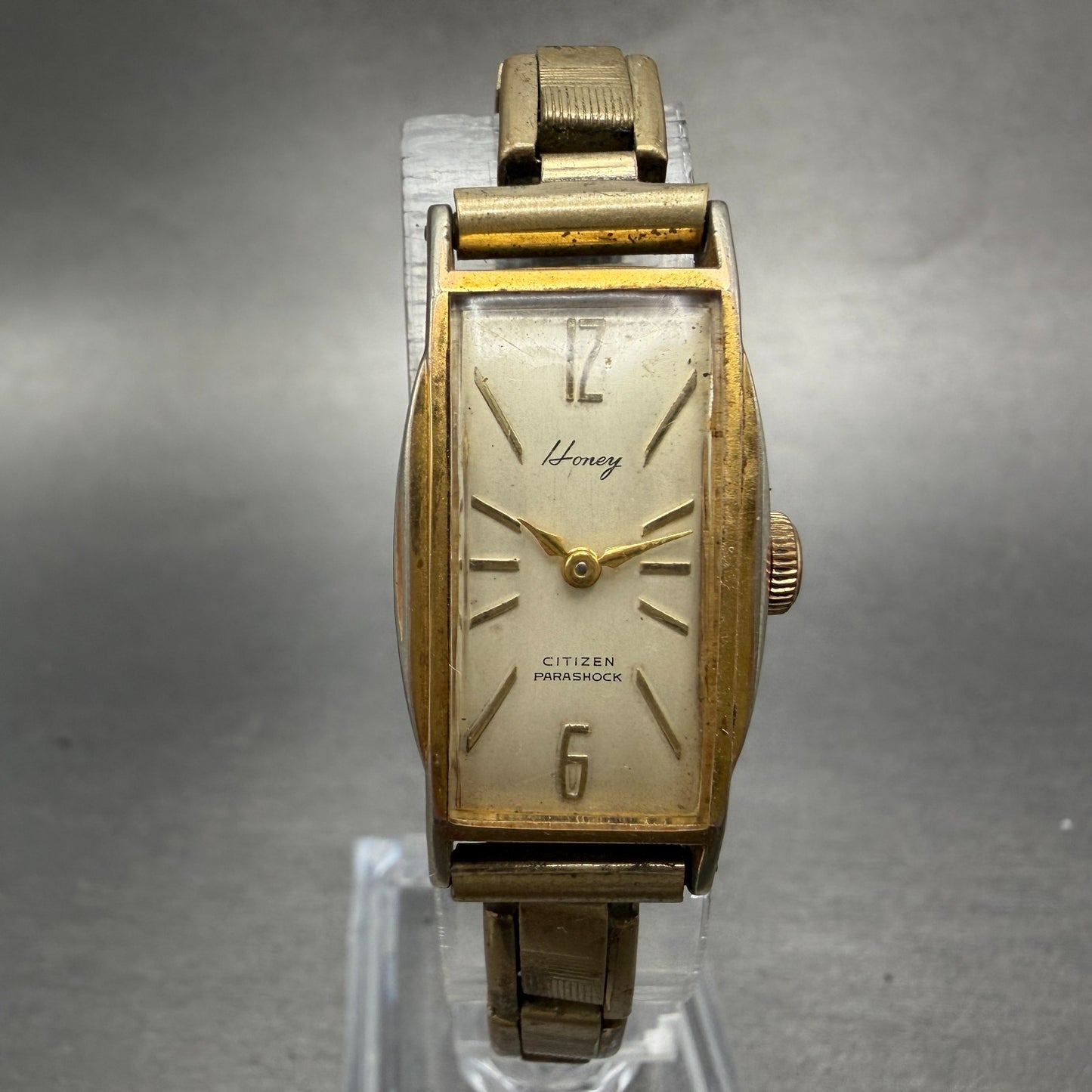 Citizen Honey Watch Women 17mm Cream Dial Gold Tone Rectangle Manual Wind Runs0