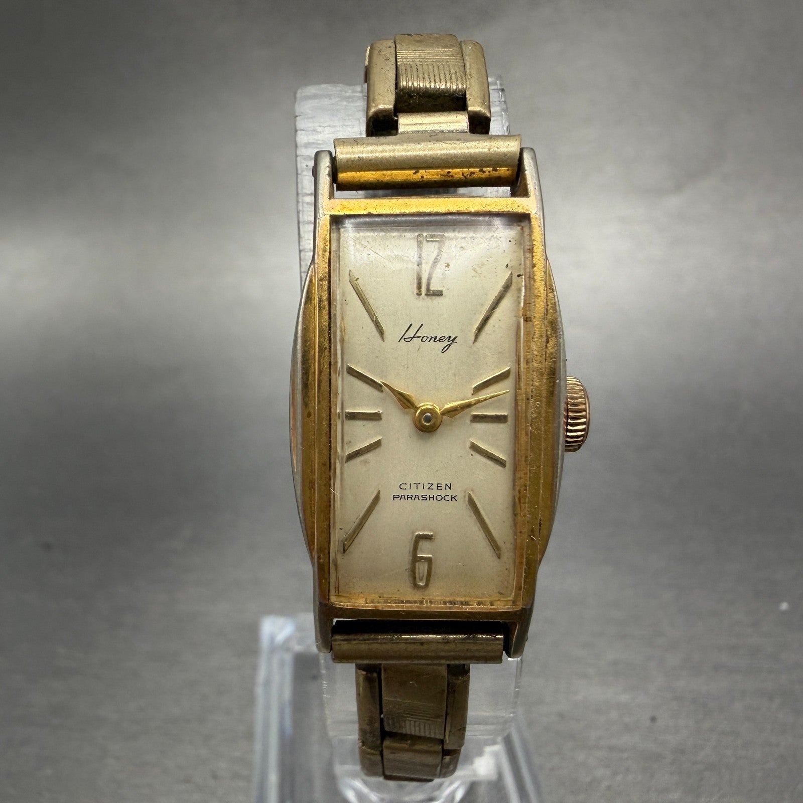 Citizen Honey Watch Women 17mm Cream Dial Gold Tone Rectangle Manual Wind Runs0
