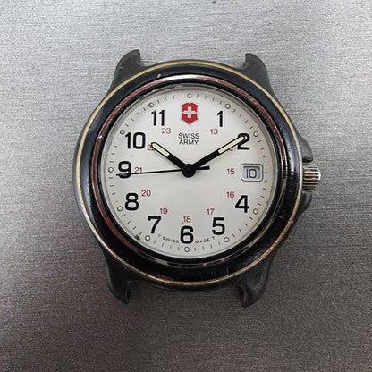 Victorinox Swiss Army Watch Men 39mm White Dial Black Tone Date Round PARTS0