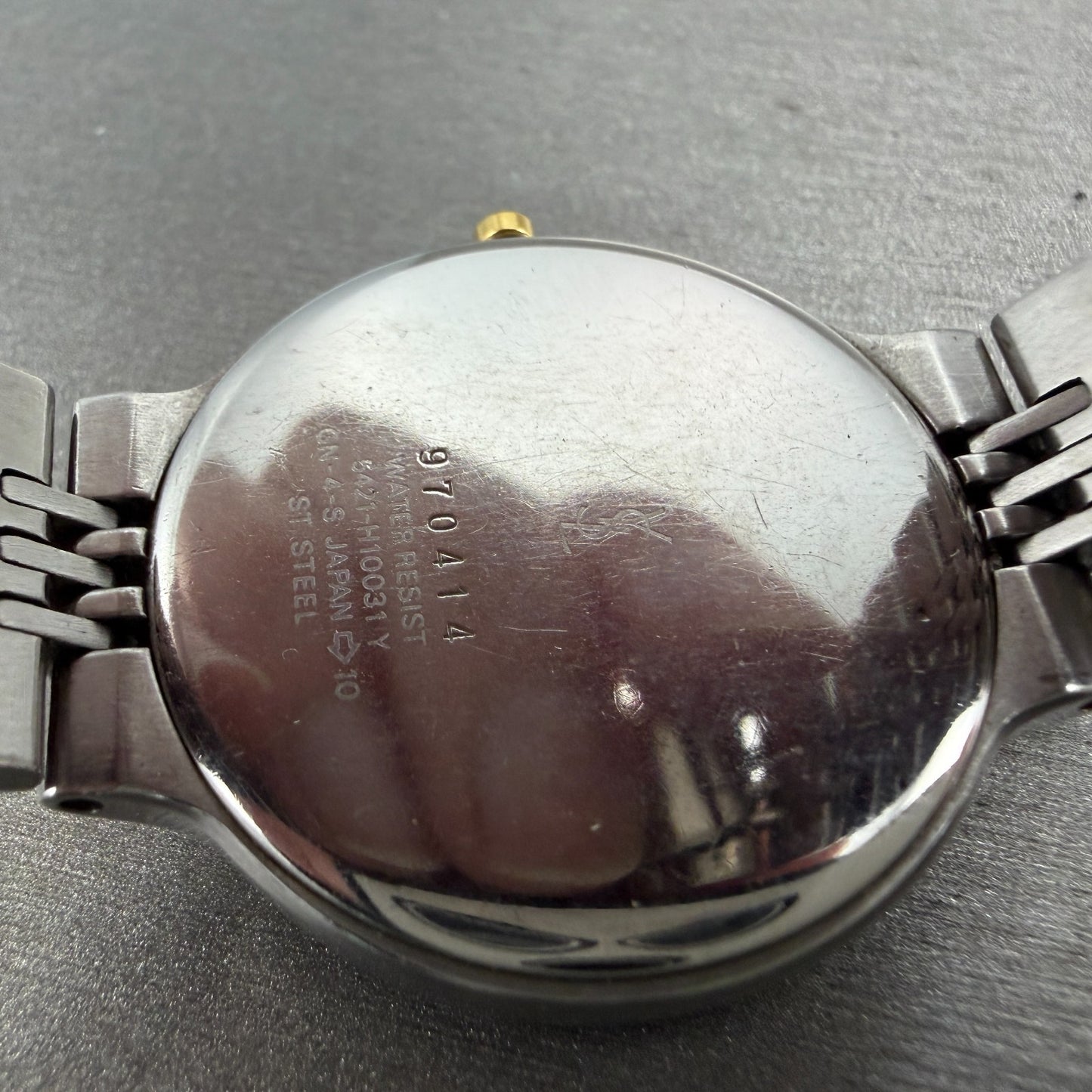 Yves Saint Laurent Watch Unisex 33mm Blue Dial Two Tone Round New Battery9