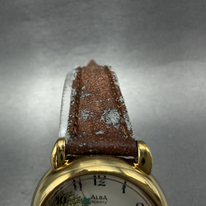 Seiko ALBA Watch Women 27mm White Dial Gold Tone Round V8110850 New Battery4