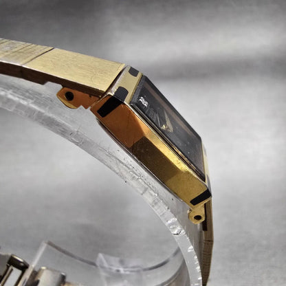 Citizen CQ Watch Women 12mm Black Dial Gold Tone Rectangle 2250-226224 New Batt3