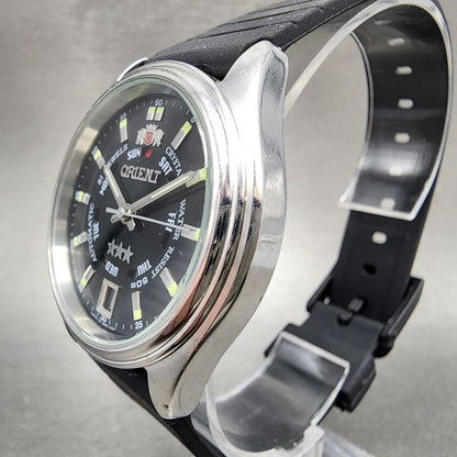 Orient Tri Star Watch Men 37mm Black Dial Steel Daydate Auto EM04D1 PARTS3
