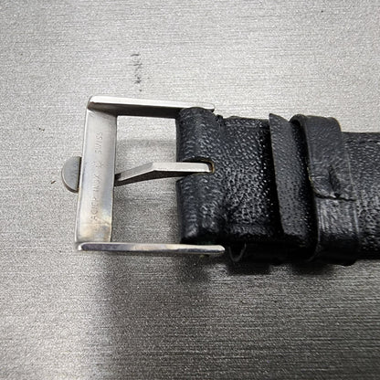 Omega Leather Watch Band 18mm Black Steel Buckle Vintage Swiss Made6