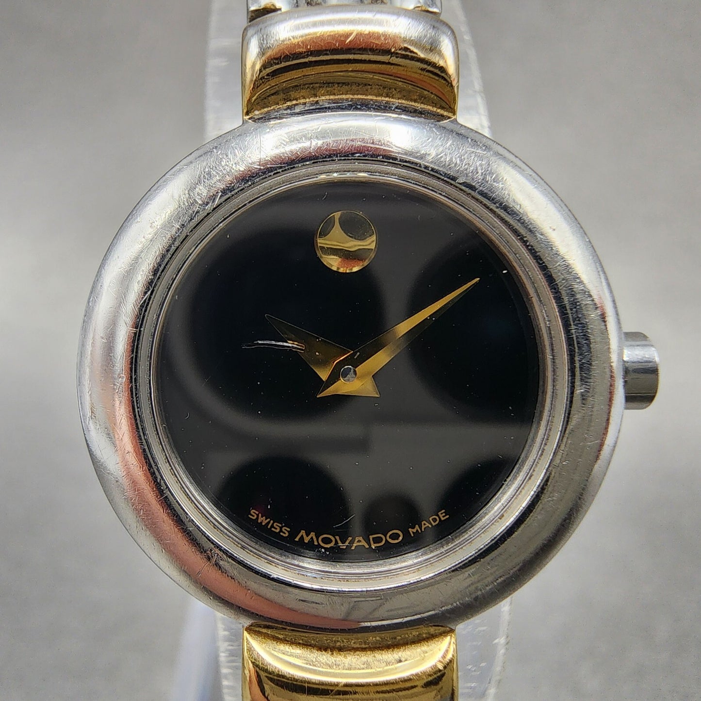 Movado Harmony Watch Women 23mm Black Dial Two Tone Round 97 A1 809 A PARTS2