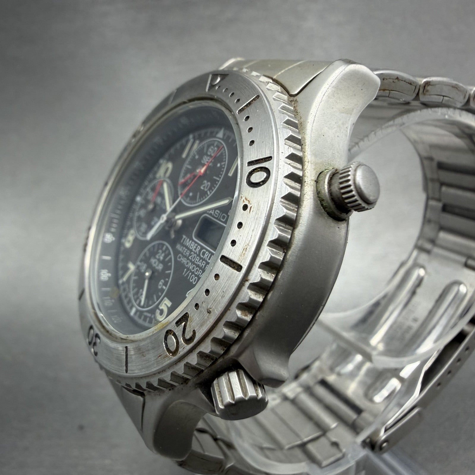 Casio Timber Cruiser Watch Men 41mm Gray Dial Steel Analog Digital TIC104 Newbat2
