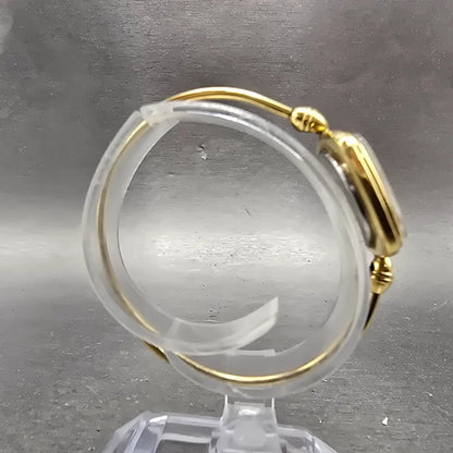Michel Herbeln Watch Women 24mm Black Dial Gold Tone Square 9804 Vintage PARTS9