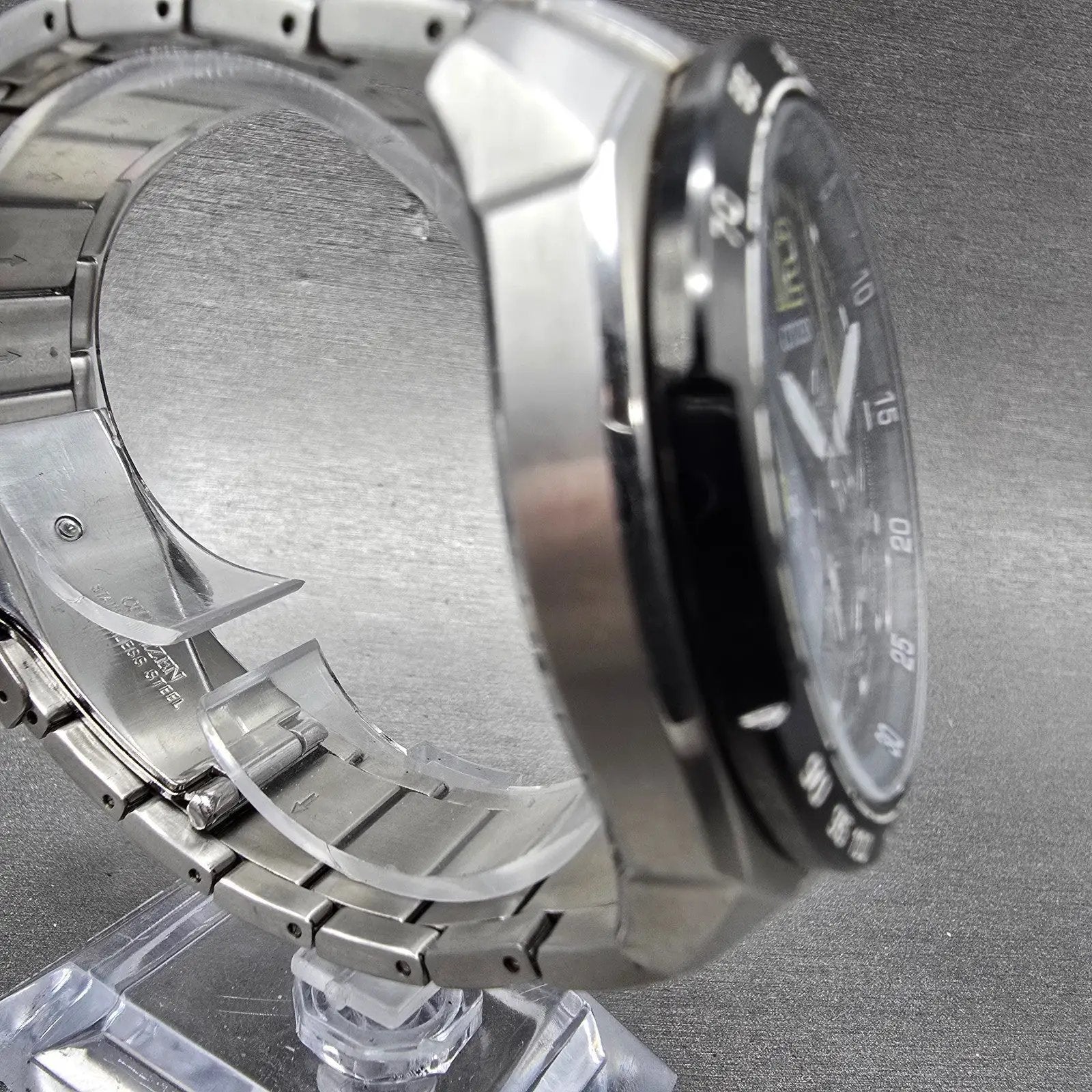 Citizen Eco-Drive Chronograph Watch Men 47mm Black Dial Steel Date Round Runs3