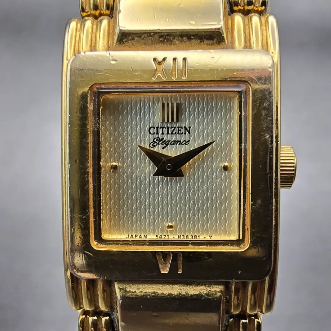 Citizen Elegance Watch Women 14mm Champagne Dial Gold Tone 5421-H21467 New Batt1