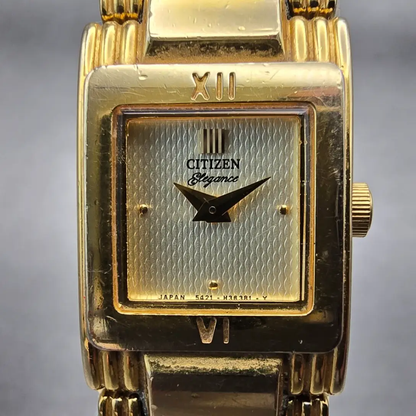 Citizen Elegance Watch Women 14mm Champagne Dial Gold Tone 5421-H21467 New Batt1