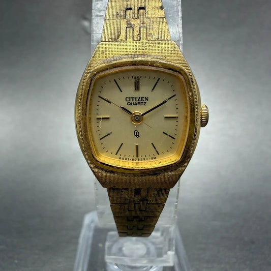Citizen CQ Watch Women 19mm Champagne Dial Gold Tone 4031-893425 New Battery0