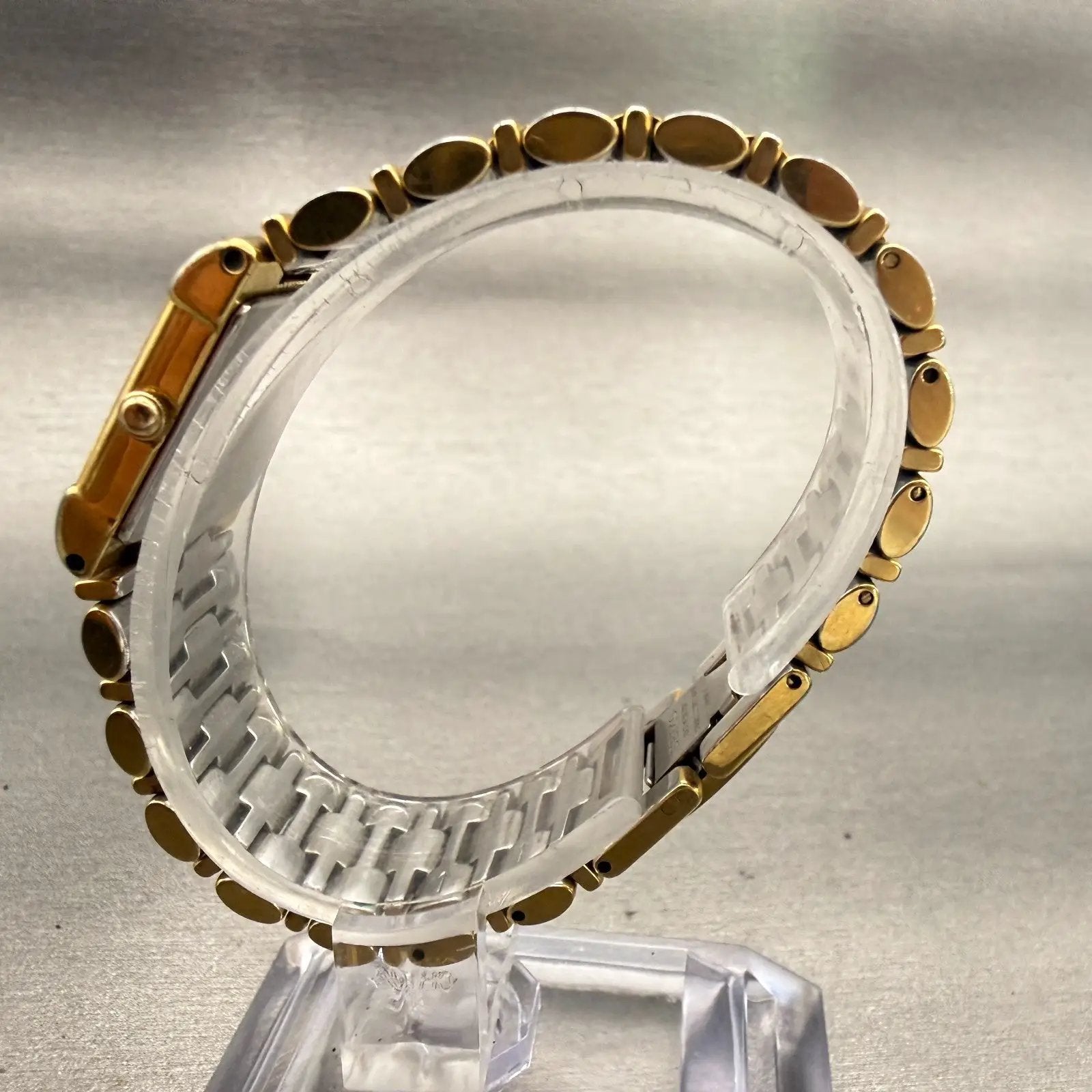 Seiko Watch Women 17mm Gold Dial Gold Tone Rectangle 2P20-5E60 New Battery VTG6