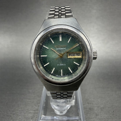 Citizen Automatic Watch Women 26mm Green Dial Steel Daydate Round Runs Vintage0