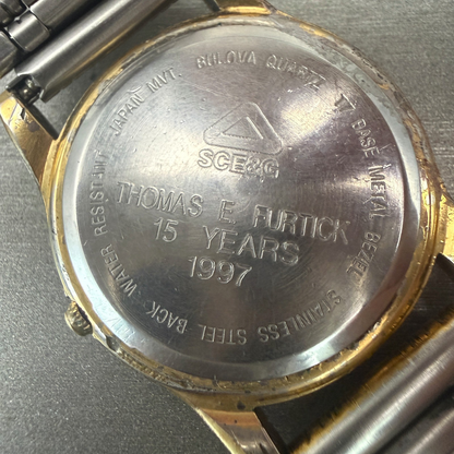 Bulova Watch Men 35mm White Dial Gold Tone Date Round Vintage New Batttery10