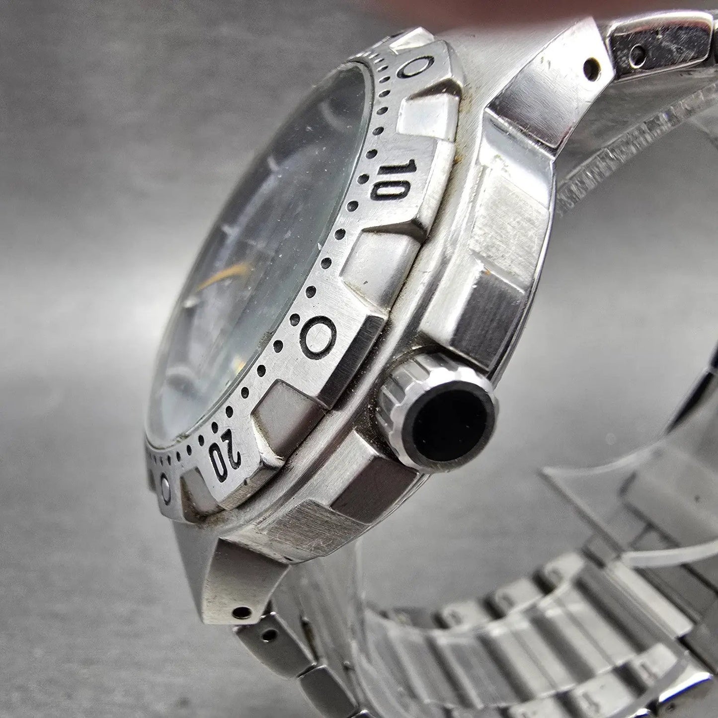 Fossil Blue Automatic Dive Watch Men 42mm Silver Dial Steel Date AM-4029 Runs2