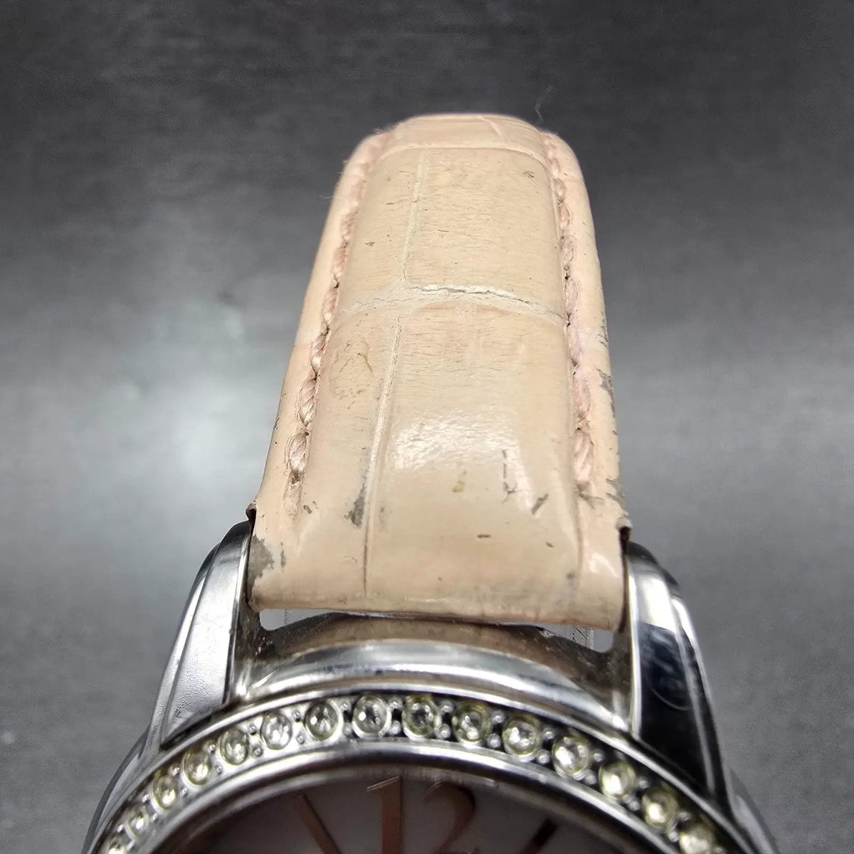Eco-Drive Silhouette Crystal Watch Women 32mm MOP Dial Steel Daydate Round Works4