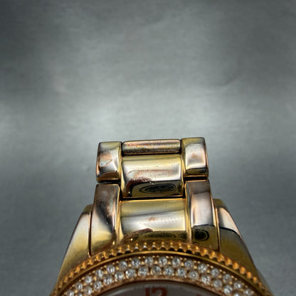Bulova Watch Women 38mm White Dial Gold Tone Daydate Round 98N100 New Battery4