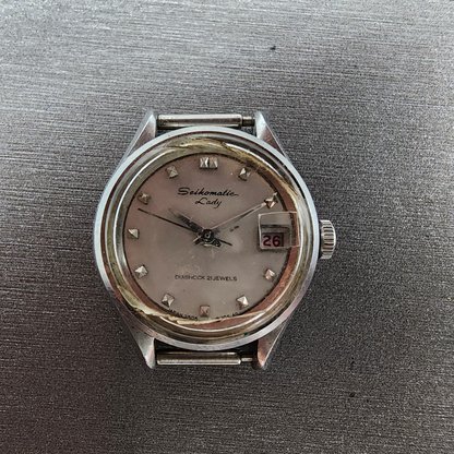 Seiko Seikomatic Lady Watch Women 22mm Silver Dial Steel Date Round Runs0