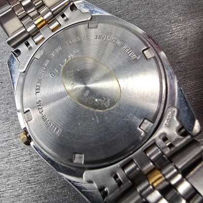 Seiko President Watch Men 35mm Gold Dial Two Tone Date Round Notre Dame New Batt10