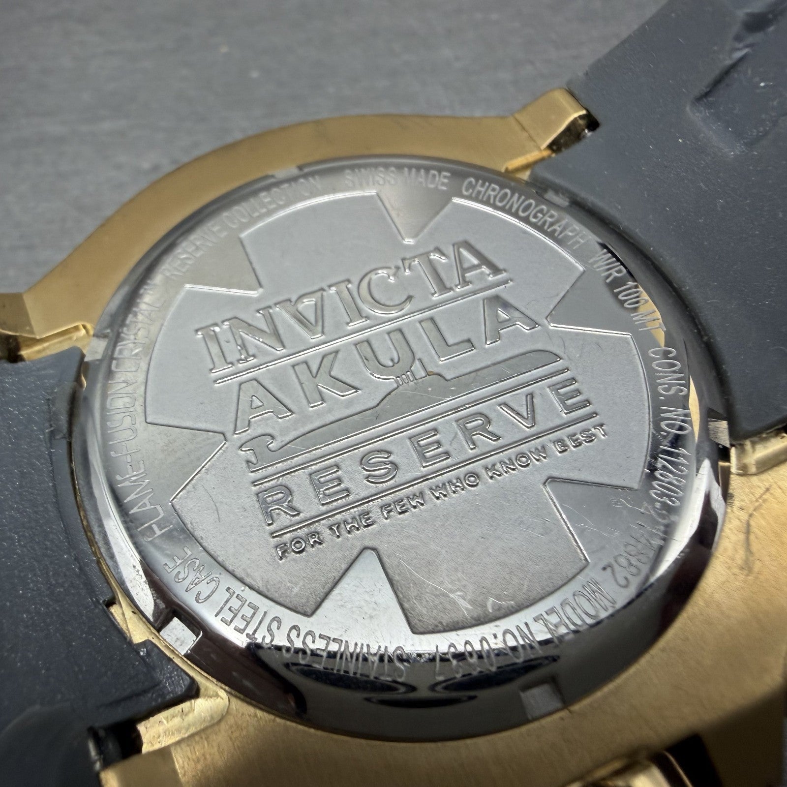 Invicta Reserve Akula II Chronograph Watch Men 51mm Gray Dial Gold Date 06376