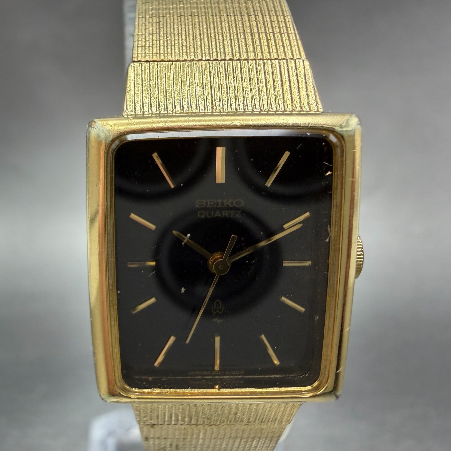 Seiko Tank Watch Women 20mm Black Dial Gold Tone Rectangle 4301-5030 New Battery1