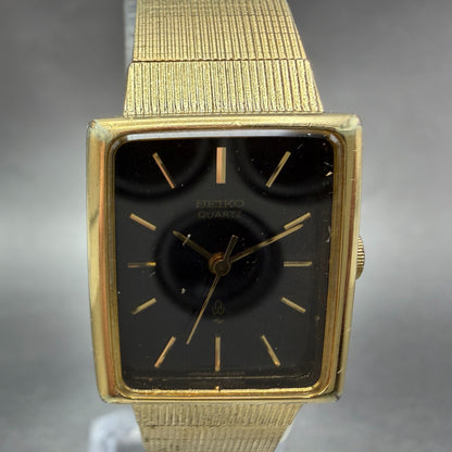 Seiko Tank Watch Women 20mm Black Dial Gold Tone Rectangle 4301-5030 New Battery1