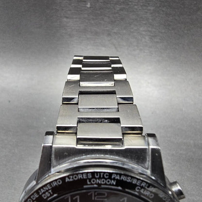 Seiko Solar World Time Watch Men 39mm Black Dial Titanium Date Atomic7B52 PARTS5