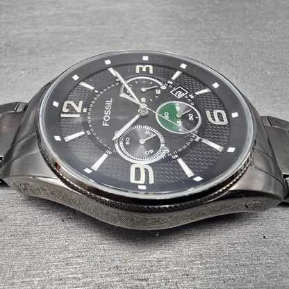 Fossil Chronograph Watch Men 49mm Black Dial Black Tone Date Round FS4446 PARTS6