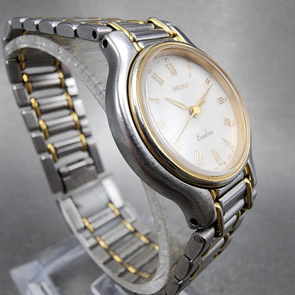 Seiko Exceline Watch Women 23mm White Dial Two Tone 12210190 New Battery3