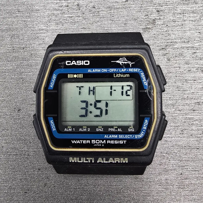Casio W-25 Digital Watch Men 35mm Black Dial Chronograph Alarm New Battery0