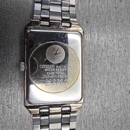 Citizen Watch Men 24mm White Dial Silver Tone Date Rectangle 1020-R30436 New Bat10