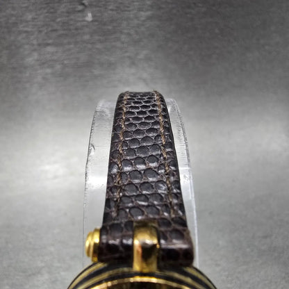 Gucci 2000L Watch Women 22mm Black Dial Gold Plated Round New Battery VTG BDRER4
