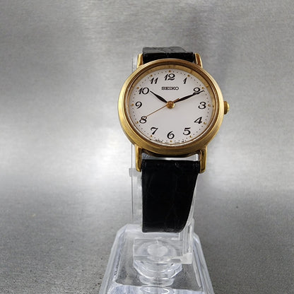 Seiko Watch Women 23mm White Dial Gold Tone Round 1n010ba New Battery5