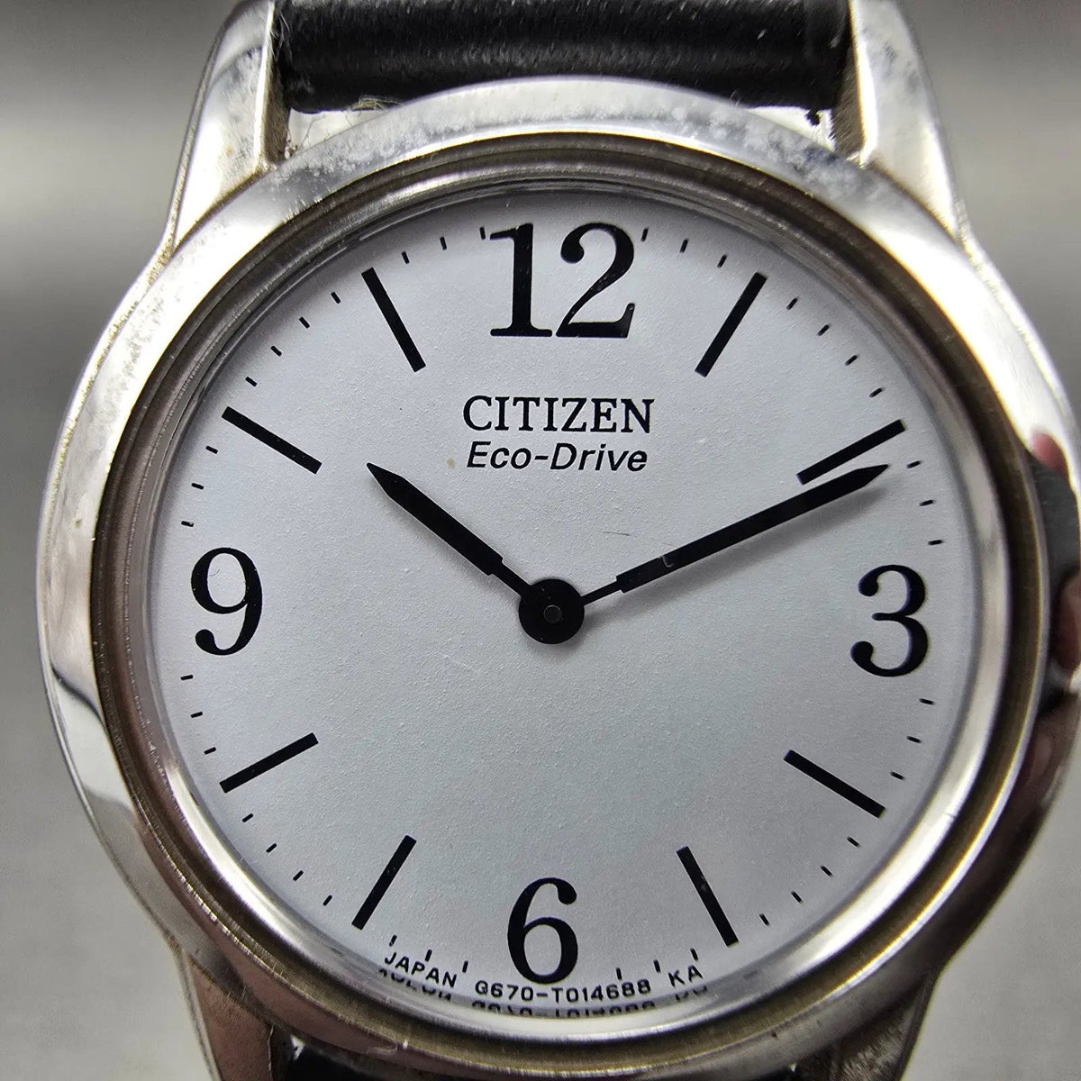 Citizen Eco-Drive Watch Women 23mm White Dial Silver Tone Leather Band Works1