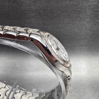 Bulova Watch Women 22mm MOP Dial Silver Tone Crystal Bezel 96T14 New Battery3