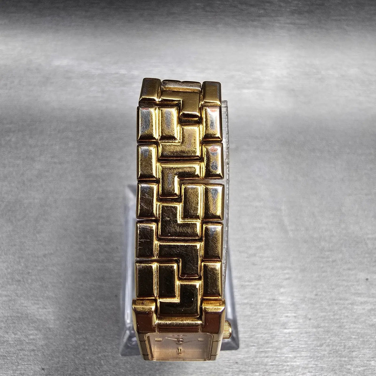 Bulova Watch Women 15mm White Dial Gold Tone Rectangle 97S82 New Battery4